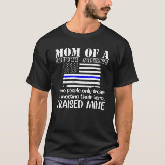 Camiseta Mãe De Um Vice-Xerife Mãe Thin Blue Line Flag