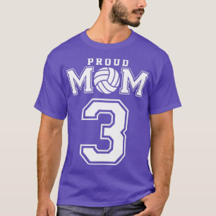 Camiseta Mãe de Voleibol Orgulhoso Personalizada Número 3