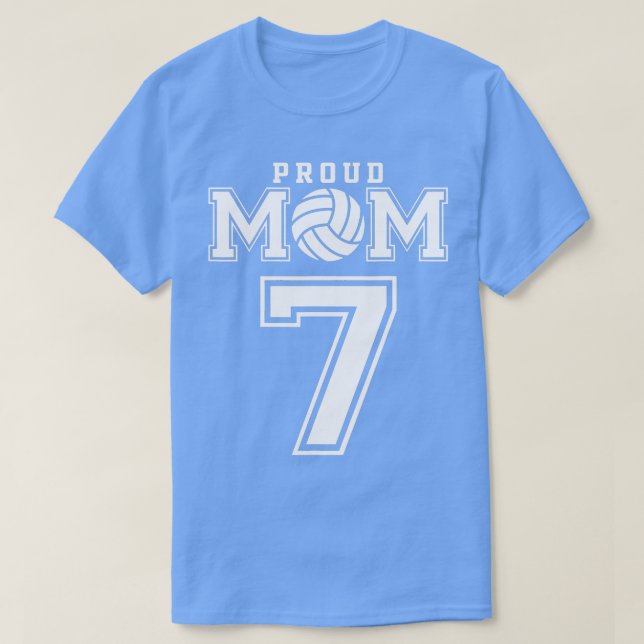 Camiseta Mãe de Voleibol Orgulhoso Personalizada Número 7 (Frente do Design)