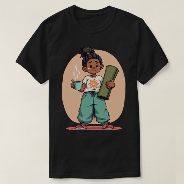 Camiseta Mãe de Yoga Viciada em Café T (Frente do Design)