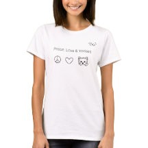Camiseta Mãe de Yorkies Minimalista Paz Amor