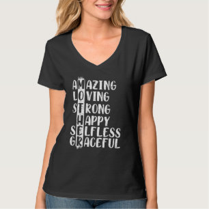 Camiseta Mãe Definição Incrível Adorável, Forte E Feliz Mam