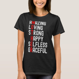 Camiseta Mãe Definição Incrível Adorável, Forte E Feliz Mam