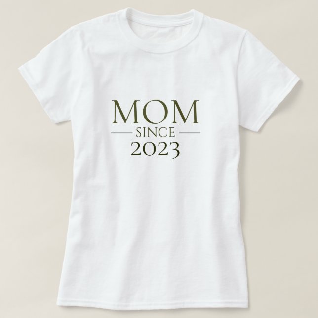 Camiseta Mãe Desde Personalizado Ano Minimal Maternidade (Frente do Design)