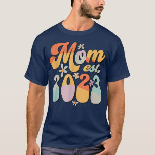 Camiseta Mãe, Design Retro Groovy, 2023, Promovido À Mãe 