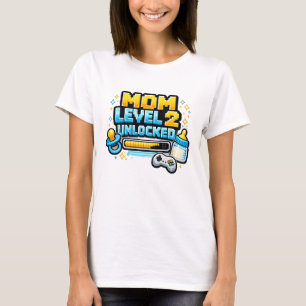 Camiseta Mãe Divertida de Jogos Nível 2 Desbloqueado Segund