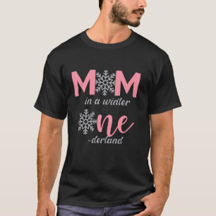 Camiseta Mãe do aniversário da garota Winter Onederland 1ru