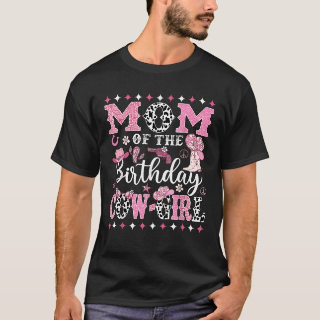 Camiseta Mãe Do Aniversário Da VacaRapariga Rodeio (Frente)
