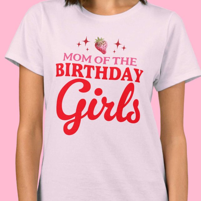 Camiseta Mãe do Aniversário do Aniversário das Raparigas de (Mom of The Birthday Girls Twins Joint Birthday T-Shirt)