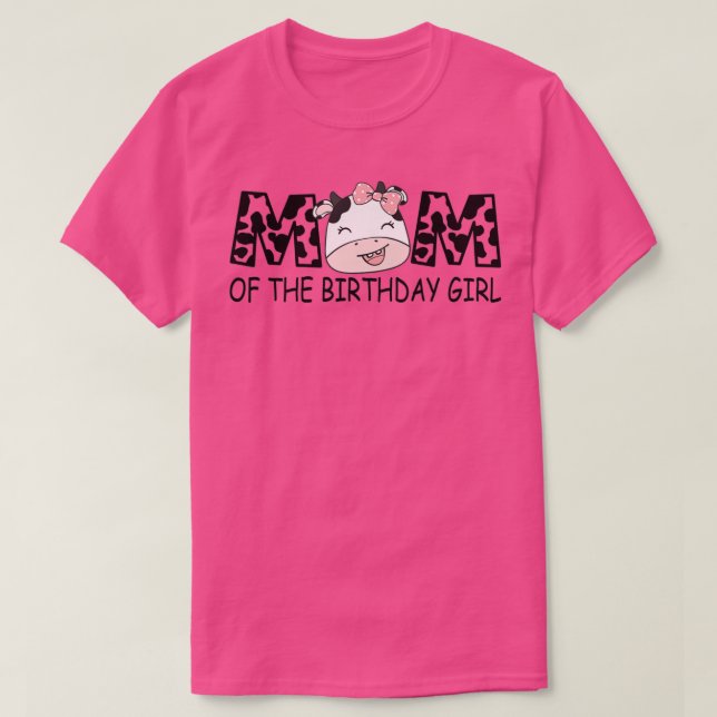 Camiseta Mãe do Aniversário para Fazenda de Vaca Menina Pri (Frente do Design)