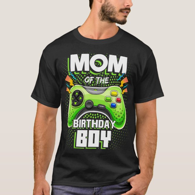 Camiseta Mãe do Aniversário que Combina Vídeo Jogador (Frente)