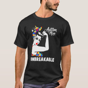 Camiseta Mãe do Autismo Fita de Peça de Puzzle Inquebrável
