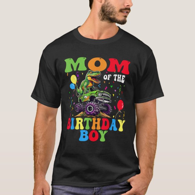 Camiseta Mãe Do Caminhão Monstro Do Dinossauro De Aniversár (Frente)