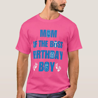 Camiseta Mãe do Chefe Birthday Boy Blue Design Family Pa