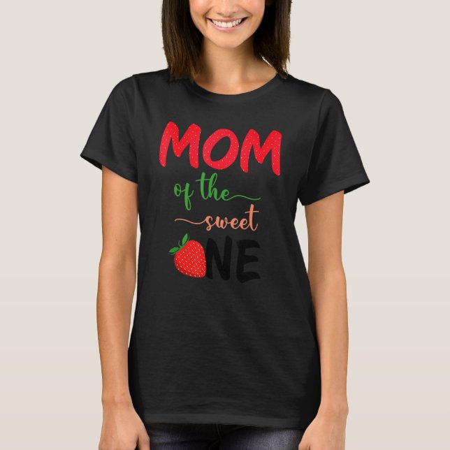 Camiseta Mãe Do Doce Aniversário De Morango (Frente)