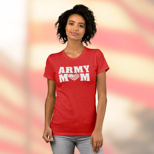 Camiseta MÃE DO EXÉRCITO com Coração e Bandeira