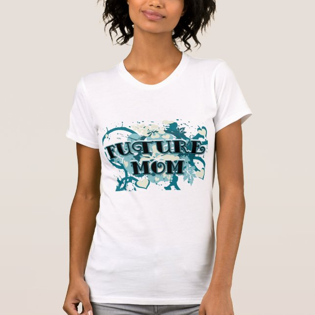 Camiseta Mãe do Futuro - Corações e Flores (Frente)