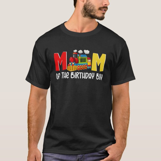 Camiseta Mãe do garoto de aniversário Choo Choo Train Par (Frente)