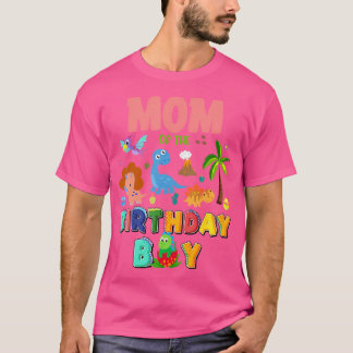 Camiseta Mãe Do Garoto De Aniversário Dinossauro T-Rex Corr