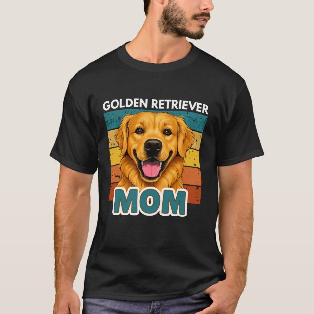 Camiseta Mãe do Golden Retriever Design de Listra de Bloco  (Frente)