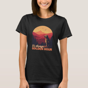 Camiseta Mãe do Golden Retriever Pai Pôr do Sol Dourado Ama