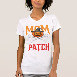 Camiseta Mãe do Halloween do Remendo da Abóbora Bruxa