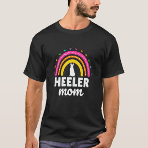 Camiseta Mãe do Heeler Azul Vermelho Feminino Arco-íris Cão