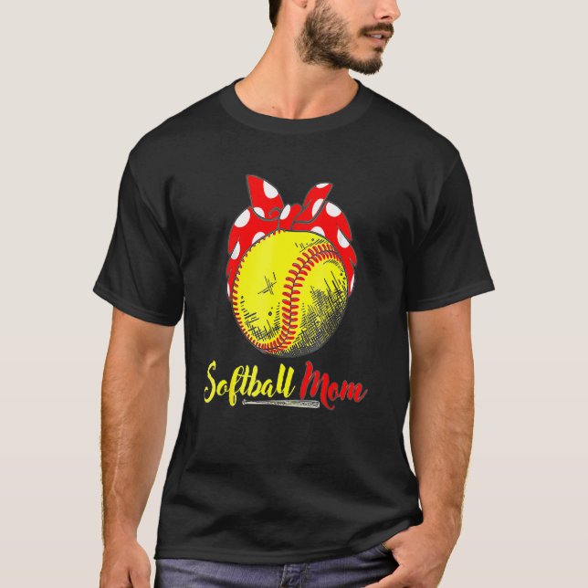 Camiseta Mãe Do Jogador De Softball Da Bandeira Dos Eua Par (Frente)