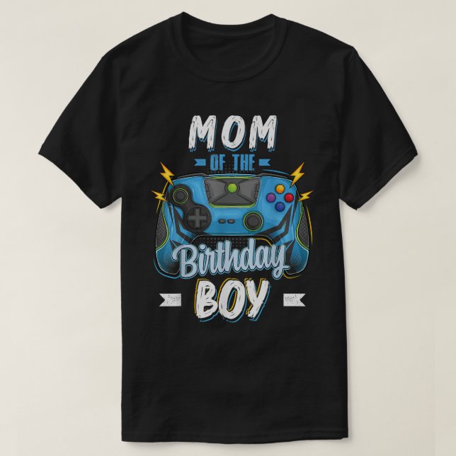 Camiseta Mãe do Jogo de Vídeo da Família Birthday Boy Match (Frente do Design)