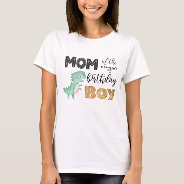 Camiseta Mãe do Jovem Dinossauro de Aniversário (Frente)