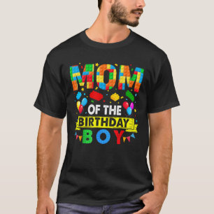 Camiseta Mãe do menino de aniversário blocos de brinquedo d