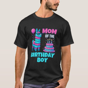 Camiseta Mãe do Menino de Aniversário Llama Pinata Festa Fa