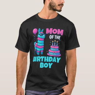Camiseta Mãe do menino de aniversário Llama Pinata Festa fa