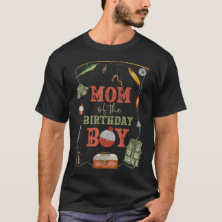 Camiseta Mãe Do Menino De Aniversário Pescando Primeiro Ani
