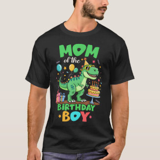 Camiseta Mãe Do Menino Do Aniversário Família De Dinossauro