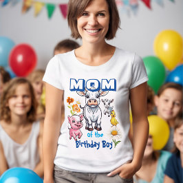 Camiseta Mãe do Menino do Aniversário Festa de Animais da F