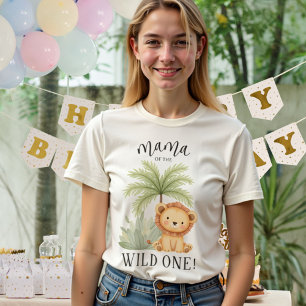 Camiseta Mãe do primeiro aniversario Safari Selvagem Um