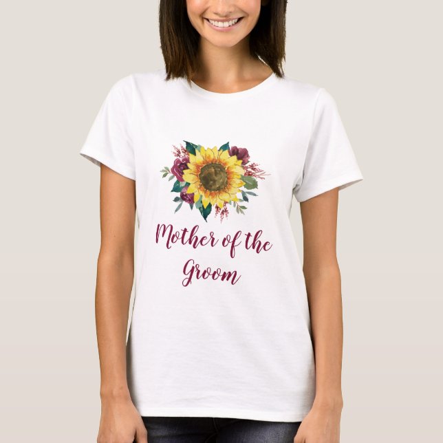 Camiseta Mãe do Rosa da Groom Floral Sunflower Burgundy (Frente)