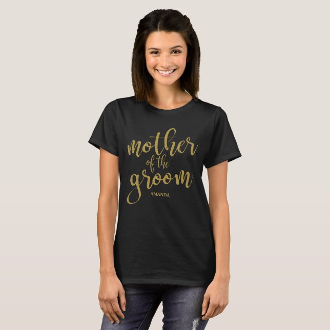 Camiseta Mãe do Tee do Chá de panela Glitter Dourado do Gro (Frente Completa)
