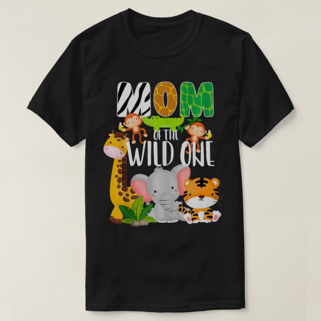 Camiseta Mãe do Tema do Zoológico Selvagem Aniversário Safa (Frente do Design)