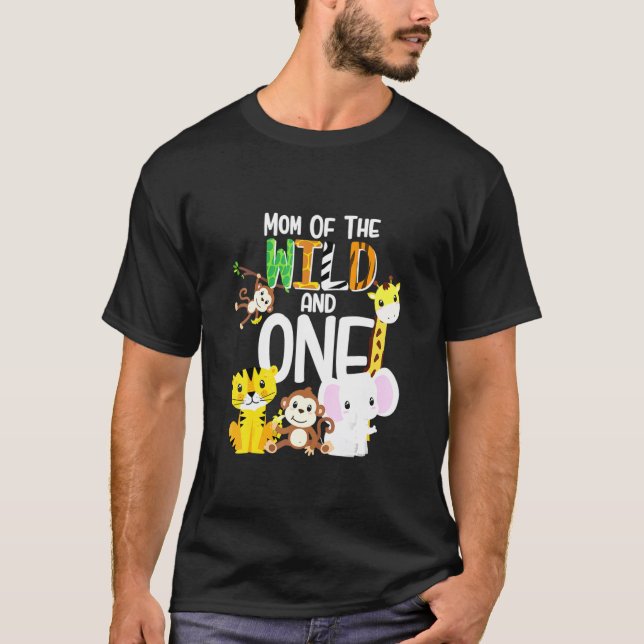 Camiseta Mãe Do Tema Selvagem E Um Zoológico Aniversário Sa (Frente)