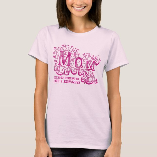 Camiseta Mãe doadora de força, amor e bondade, rosa (Frente)