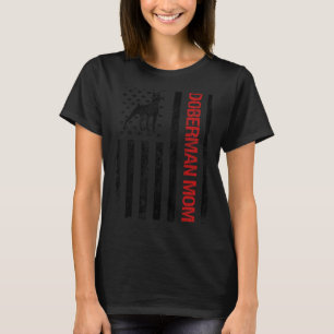 Camiseta Mãe Doberman Americana Bandeira EUA Doberman Diver