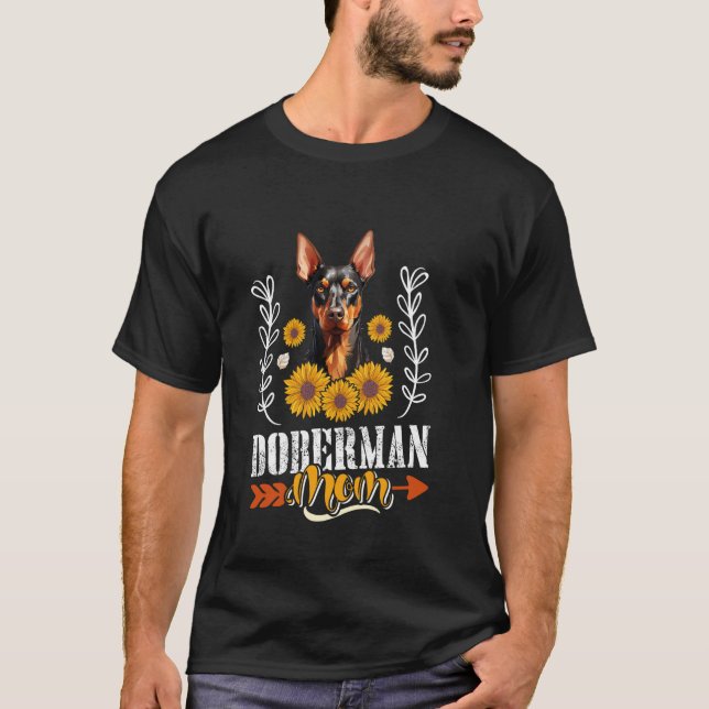 Camiseta MÃE DOBERMAN Mãe do Cão Doberman Mulheres 2 (Frente)