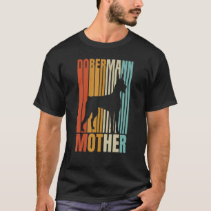 Camiseta Mãe Dobermann Retro Mulher Cachorro