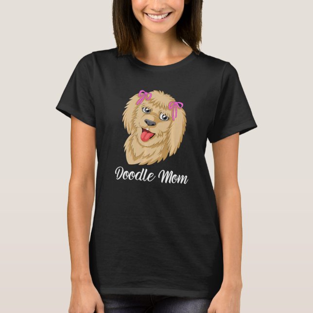 Camiseta Mãe Doodle Engraçado E Fofo Goldendoodle Para Moti (Frente)