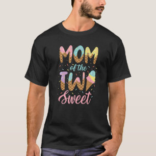 Camiseta Mãe Dos Dois Doce segundo De Sorvete De Aniversári
