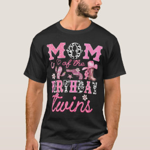Camiseta Mãe dos Gêmeos de Aniversário Caubói Rodeio Ociden