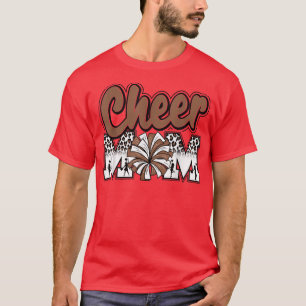 Camiseta Mãe Dourada Leopard Leopard Cartas Cheer Pom Poms