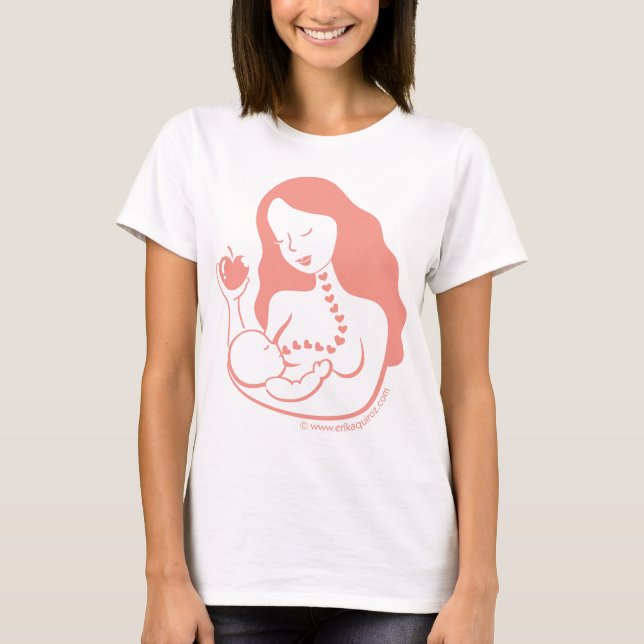 Camiseta mãe e bebê dealimentação, comer saudável (Frente)